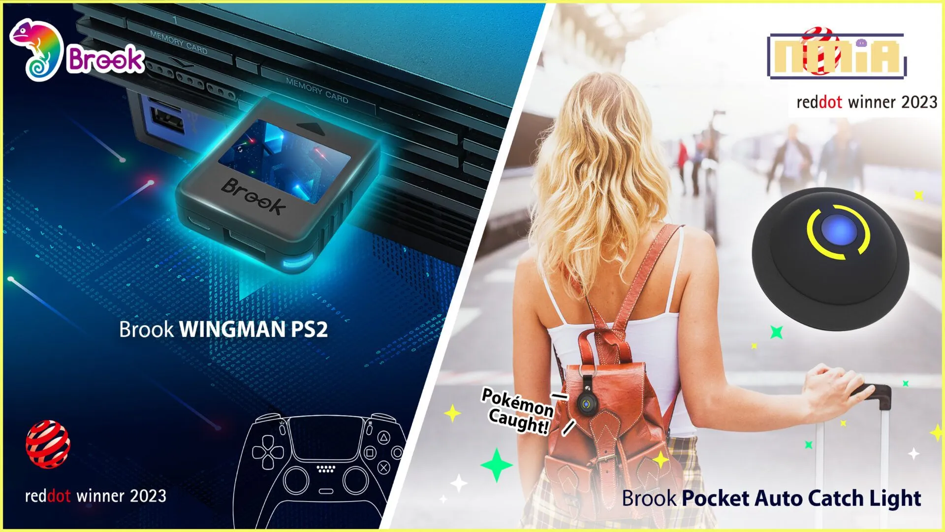 Brook Gaming 榮獲2023 紅點設計大獎,Wingman PS2及Pocket Auto Catch Light同登殊榮