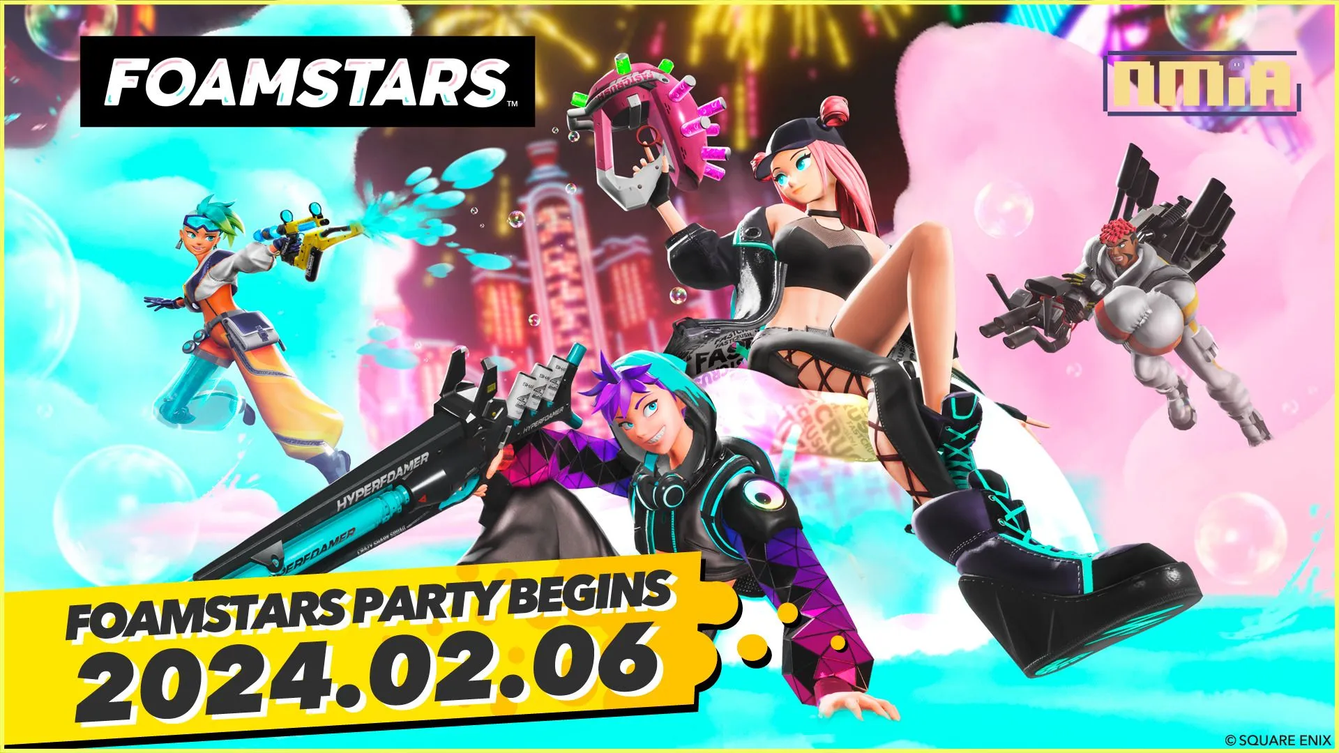全新泡泡派對射擊遊戲《FOAMSTARS》 正式確定於 2024 年 2 月 6 日(二)發售! 並將在 PlayStation®Plus2 月的每月遊戲登場!