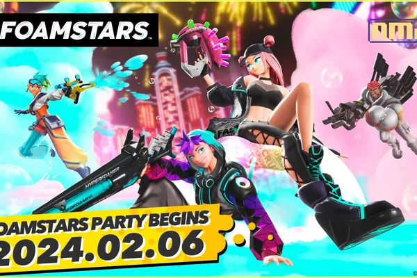 全新泡泡派對射擊遊戲《FOAMSTARS》 正式確定於 2024 年 2 月 6 日(二)發售! 並將在 PlayStation®Plus2 月的每月遊戲登場!