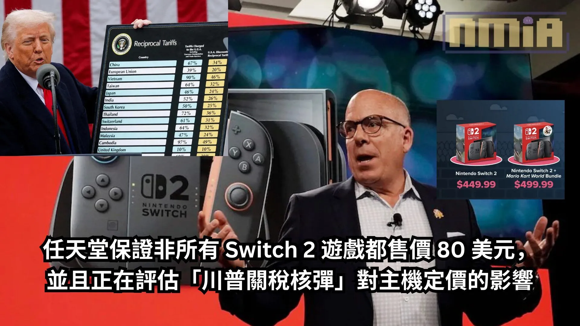 任天堂保證非所有 Switch 2 遊戲都售價 80 美元, 並且正在評估「川普關稅核彈」對主機定價的影響