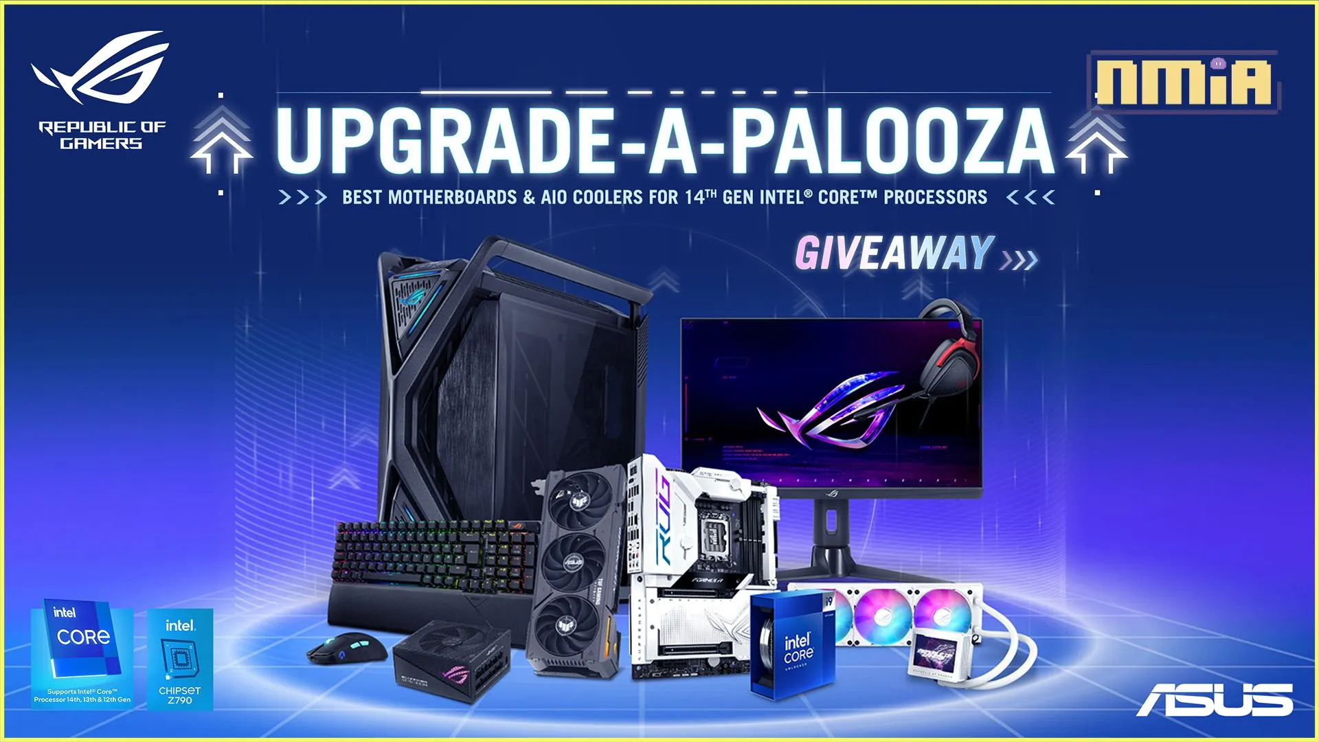 ASUS Announces Global Upgrade-A-Palooza PC Hardware Giveaway Contest! Enter for a chance to win a new Z790 motherboard, Intel Core i9-14900K processor, GeForce RTX 40 series graphics card, AIO cooler, power supply, and more
