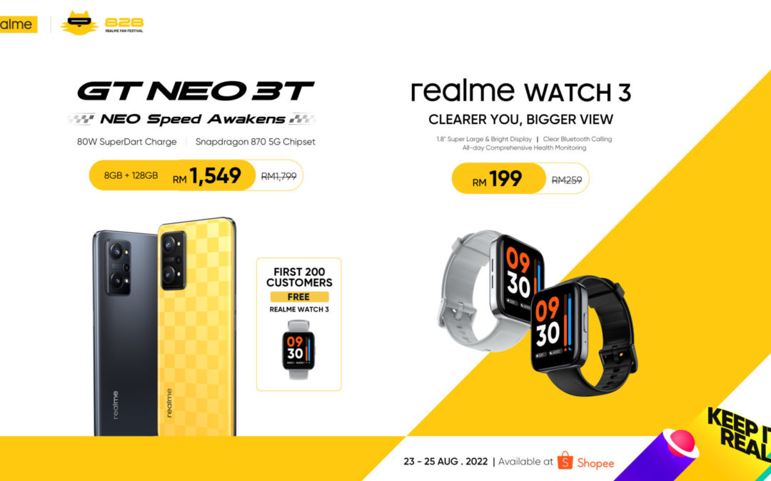 realme Introduces Stylish Calling Watch, realme Watch 3 – Available from RM 199; and Newly Launched GT NEO 3T – Available from RM 1,599