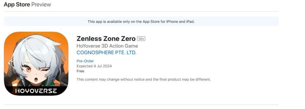Zenless Zone Zero Release Date